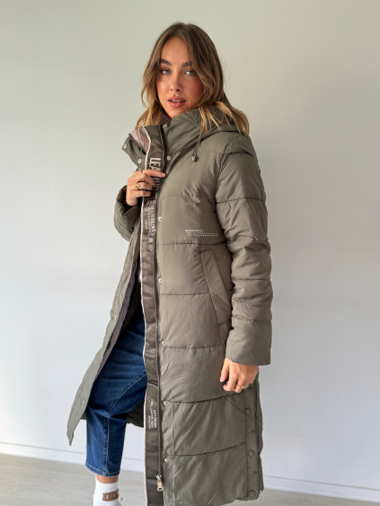 Zimní bunda dlouhá khaki