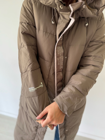 Zimní bunda dlouhá béžová