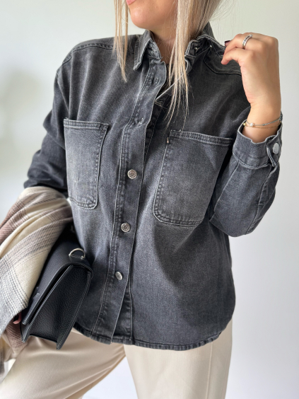 Riflová košile šedá