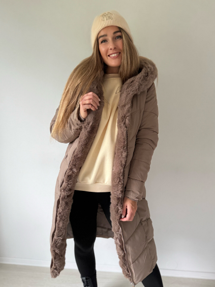 Zimní bunda s kožíškem béžová