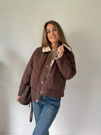 Prošívaná bunda čokoláda