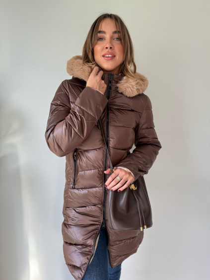 Zimní bunda Ivett lesk hnědá