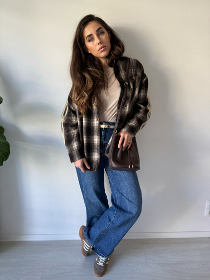 Károvaný kabátek Club čokoláda