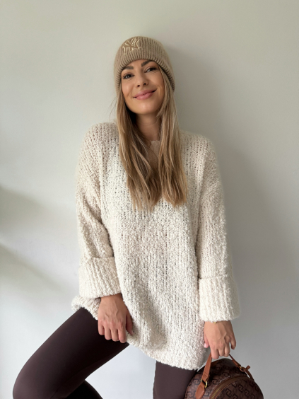 Oversize svetr Fine krémová