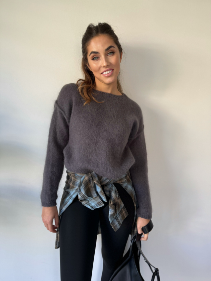 Mohérová svetr tmavě šedá