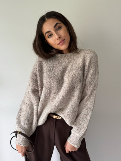 Svetr žíhaný krémová