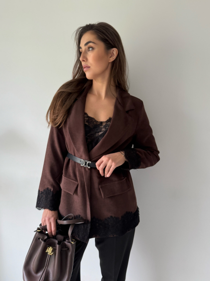 Sako s krajkou hnědá