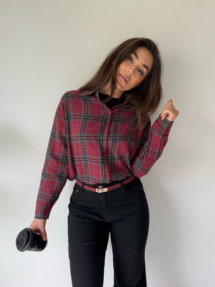 Košile káro červeno-šedá