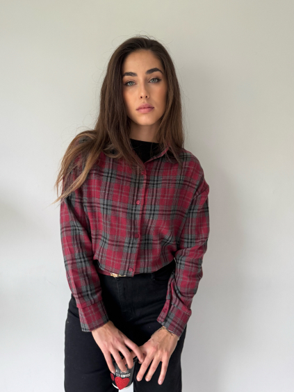 Košile káro červeno-šedá