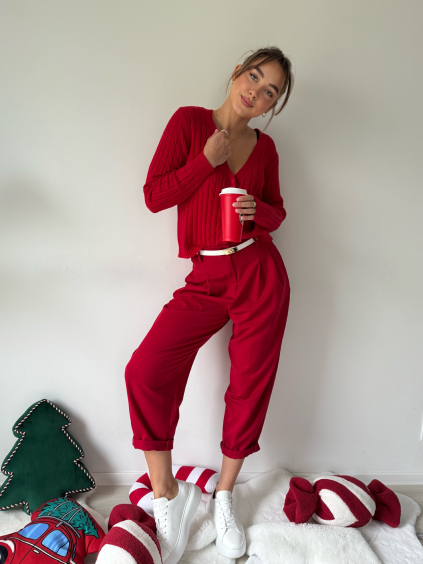 Kalhoty Claude červená