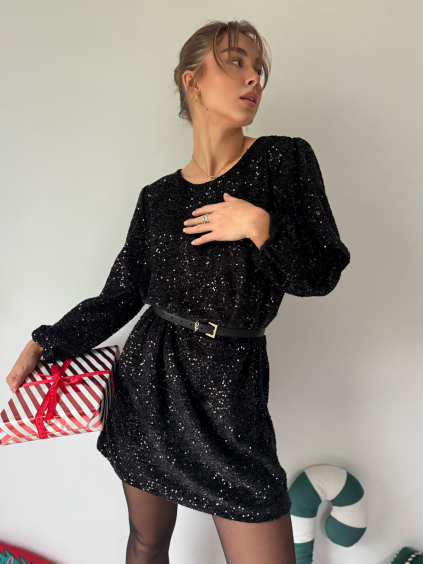 Šaty flitry černá