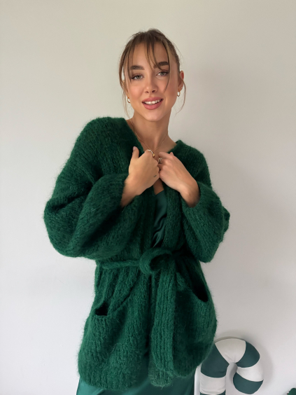 Mohérový cardigan zelená