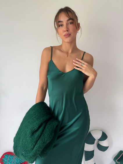 Saténové šaty zelená