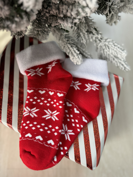 Ponožky winter heart červená