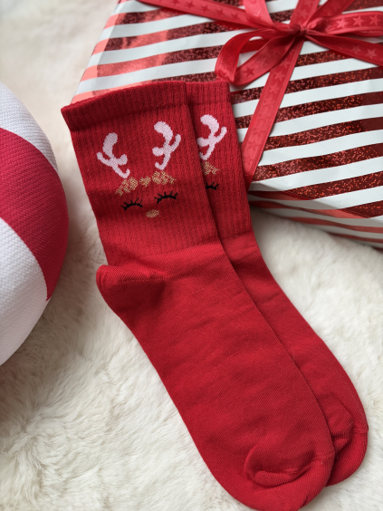 Ponožky sobík červená