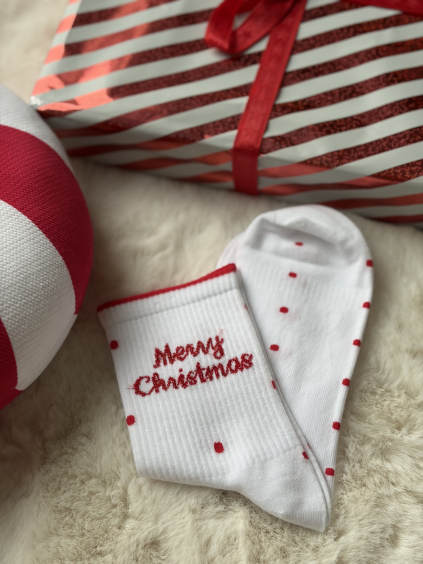 Ponožky Merry Christmas bílá