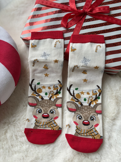 Ponožky sob se šálou bílá