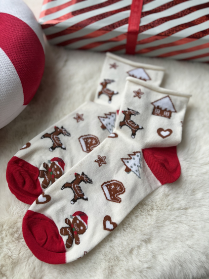 Ponožky perníčky bílá