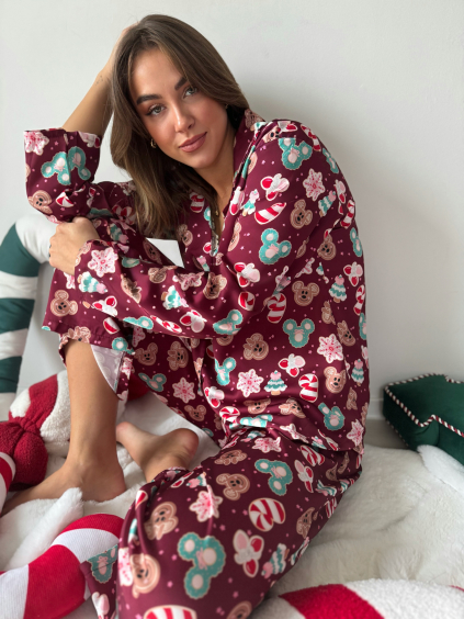 Saténové Deluxe pyžamo Vánoce Mickey