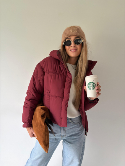 Krátká bunda Luna vínová