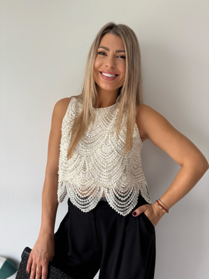 Halenka perličky krémová