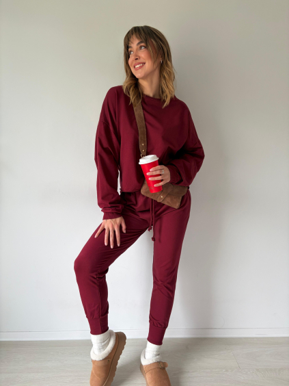 Teplákový komplet flow vínová