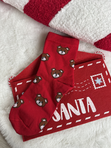 Ponožky medvídci červená