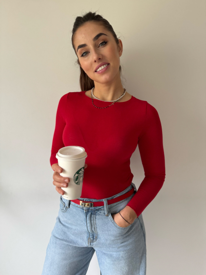 Triko s kašmírem červená