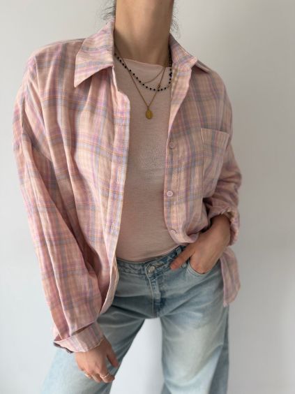 Košile káro růžová