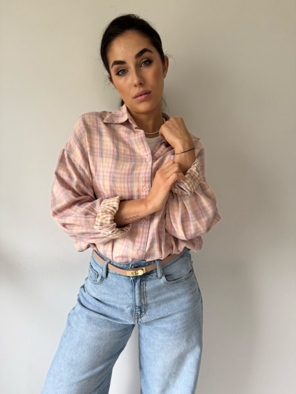 Košile káro růžová