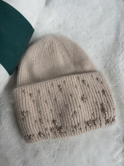 Čepice perly krémová