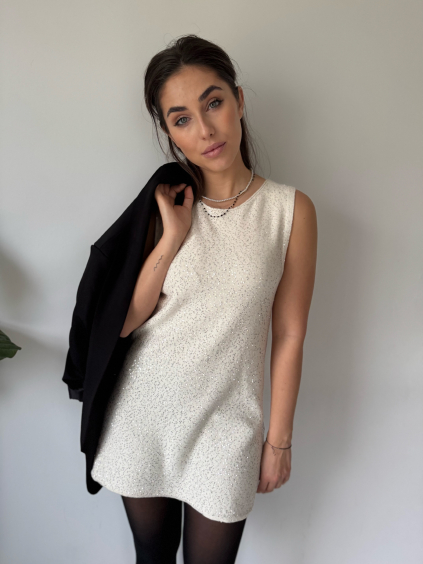 Šaty s flitry lemonada bílá