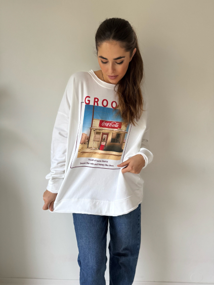 Mikina groovy bílá