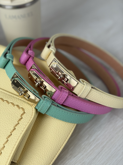 Kožený pásek XOXO - ŽLUTÁ / MINT / RŮŽOVÁ