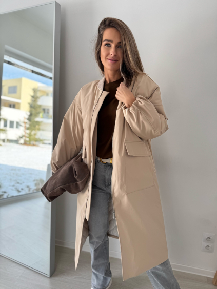 Dlouhý bomber Kimmi krémová