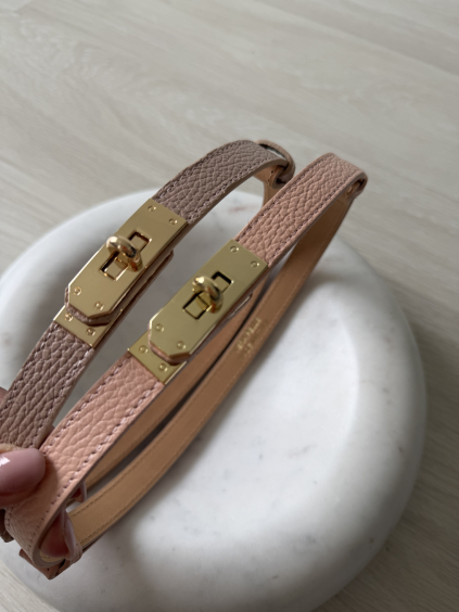 Kožený pásek XOXO -  lososová / pudrová