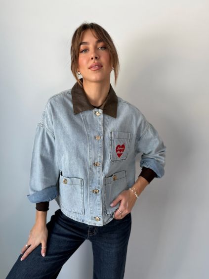 Riflová bunda se srdcem