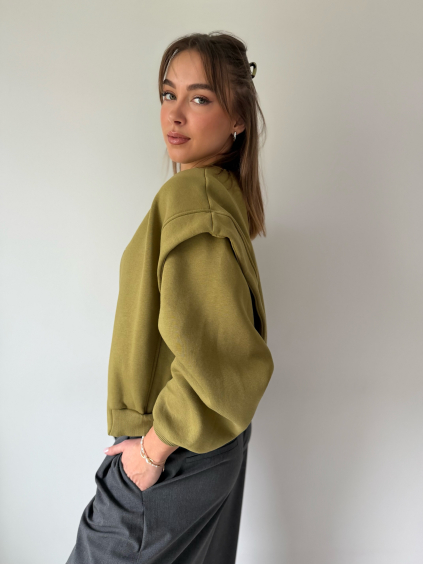 Teplákový bomber Birk olivová