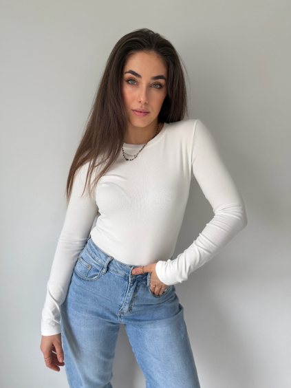 Basic triko s dlouhým rukávem bílá