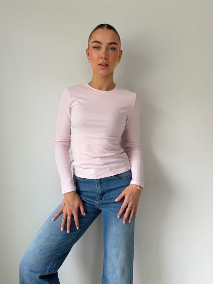 Basic triko s dlouhým rukávem růžová