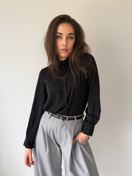 Saténová košile basic black