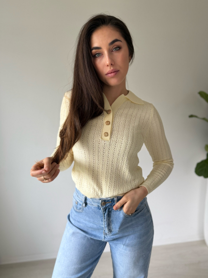 Svetřík s knoflíky žlutá