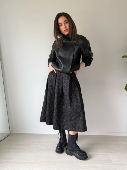 Sukně s květy černá