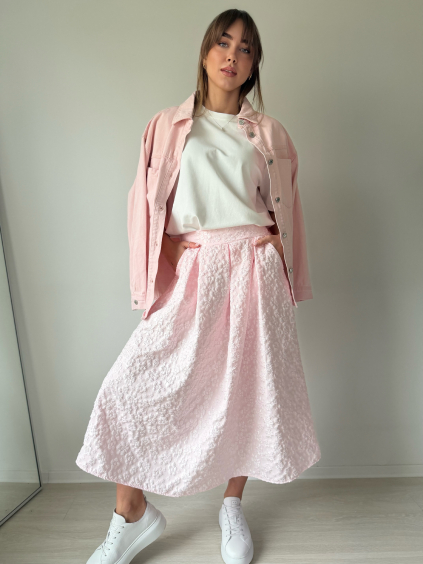 Sukně s květy růžová