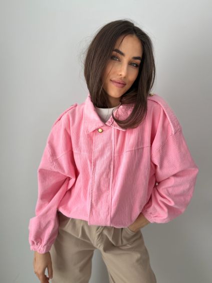 Manšestrový bomber neon růžová