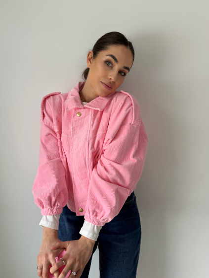 Manšestrový bomber neon růžová