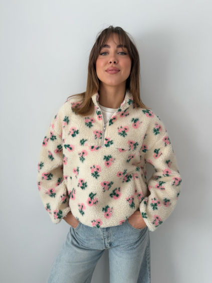 Mikina plyšová s kytičkama