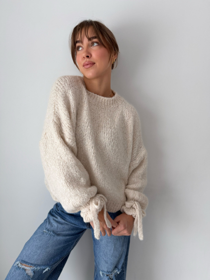 Svetr onny s mašlí krémová
