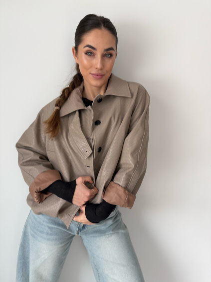 Koženková bunda Butty krémová