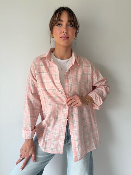 Košile károvaná růžová